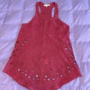 Sexy IRO Racerback Eyelet Tank Blouse “Dolly” in Garnet
